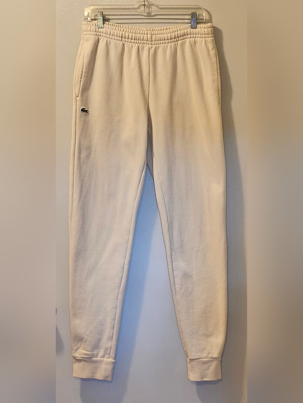 Lacoste Tapered Fit Jogger Sweatpants Ivory Men's Size M